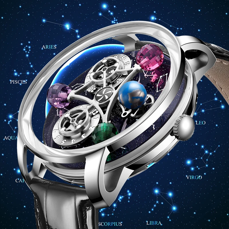 Top Trends: PINDU High-end Celestial Mechanical Wristwatch Starry Twelve Constellations Sapphire Mirror Limited Edition Fashion Watch 8215 Shoppable Styles