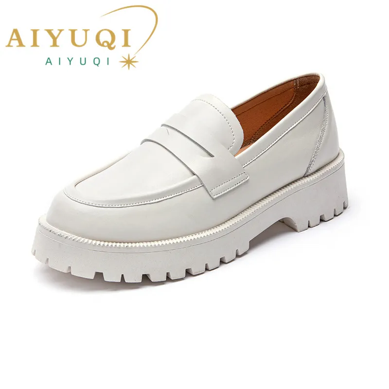 Top Trends: AIYUQI Spring Shoes Female British Style Thick-soled College Style Casual Loafers Genuine Leather Fashion Shoes Girls WHSLE MTO Shoppable Styles