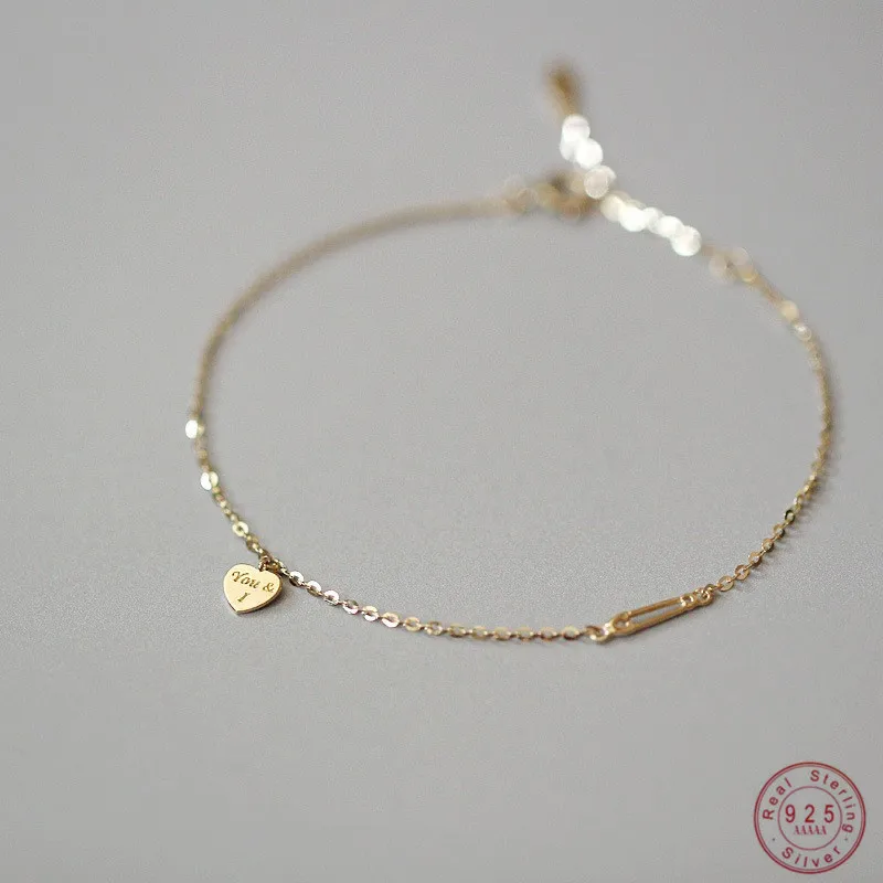 Top Trends: 925 Sterling Silver Plated 14K Gold Temperament Simple Heart Bracelet For Women Girlfriend Valentine&#039;s Day Gift Jewelry Shoppable Styles