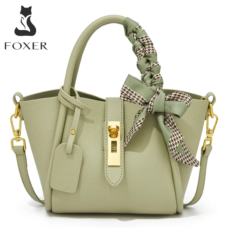 Top Trends: FOXER Women Small Handbag Fashion Shoulder Crossbody Bag Lady Split Leather Top-Handle Bags Office Scarves Hobos Tote For Female Shoppable Styles