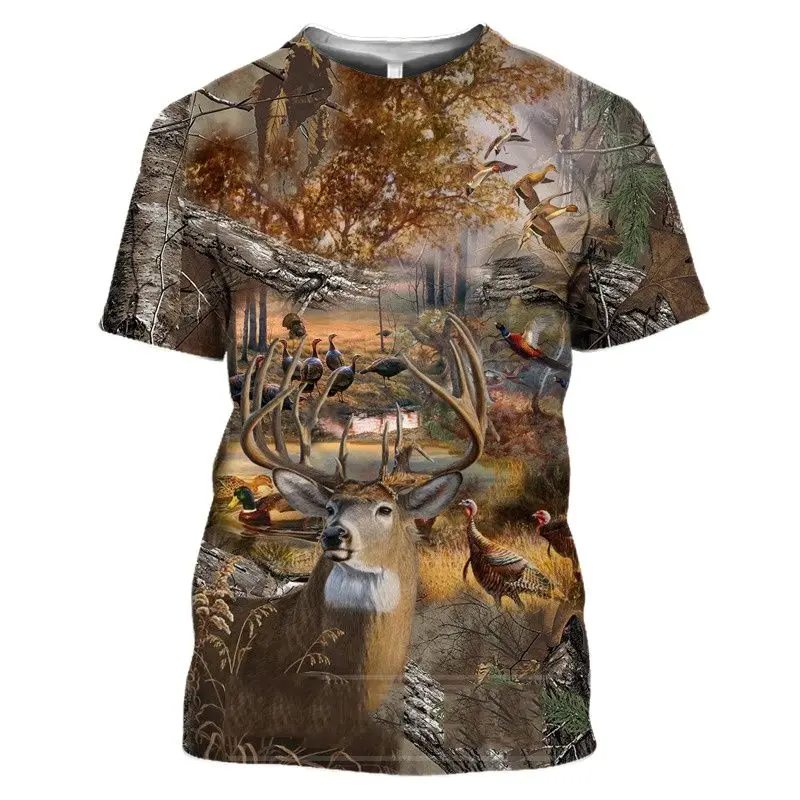 Top Trends: 3D Wild Boar Print T Shirt For Men Outdoor Jungle Hunt Reed Camouflage T-Shirt Casual O-neck Short Sleeve Funny Deer Pattern Tee Shoppable Styles - Image 2