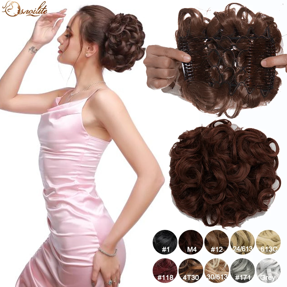 Top Trends: Snoilite Synthetic Hair Bun Brown Blonde Curly Chignon Messy Bun Comb Clip In Hair Extension Updo Chignon Hairpieces For Women Shoppable Styles