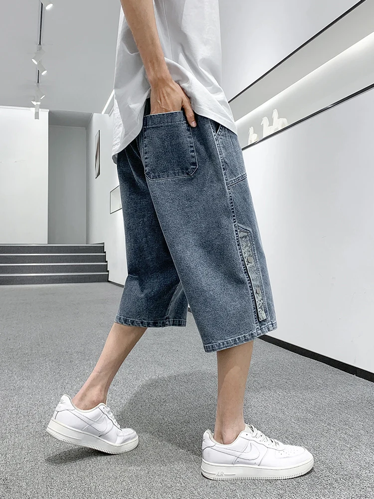 Top Trends: Summer Short Jeans Breeches 2023 New Hip Hop Streetwear Baggy Denim Shorts Cotton Casual Straight Capris Pants Plus Size 8XL Shoppable Styles