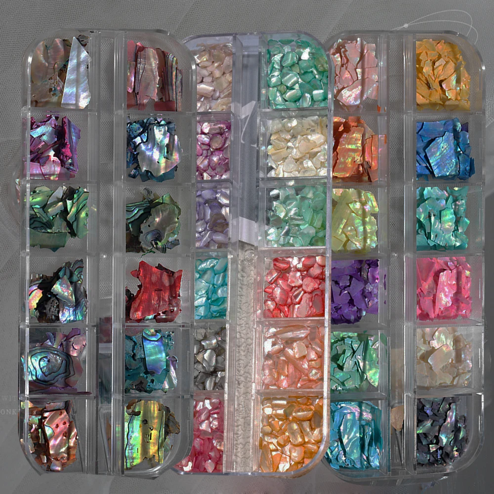 Top Trends: 12 Boxed Natural Abalone Shell Fragments Nail Charms Untra-thin Aurora Shell Flakes12grids Mixed-Colors Irregular Shell Sequins Shoppable Styles