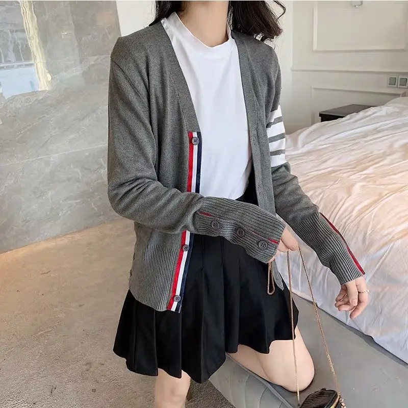 Top Trends: Spring Fall Knitted Sweater Korean Fashion Women Casual Long Sleeve Cardigan Kawaii Slim V-Neck Female Y2K Cashmere Clothes Tops Shoppable Styles