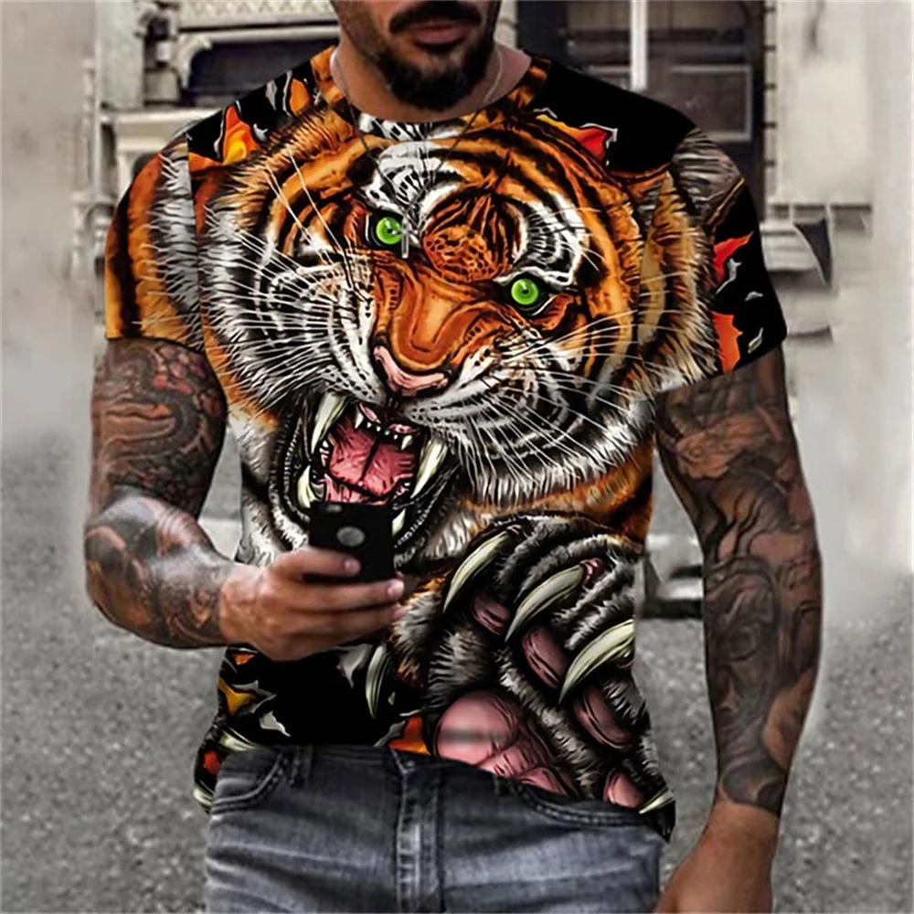 Top Trends: 2023 Cotton Summer T-shirt Men Animal Lion 3d Print Fashion Short Sleeve Top Micro Elastic Sport Fitness T Shirt For Men Shoppable Styles - Image 5