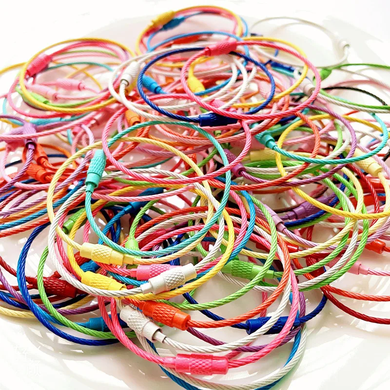 Top Trends: 20pcs Keychain Wire Rope Candy Color Key Ring Rotating Key Chain Rings For Diy Jewelry Making Keyring Accessories Wholesale Shoppable Styles