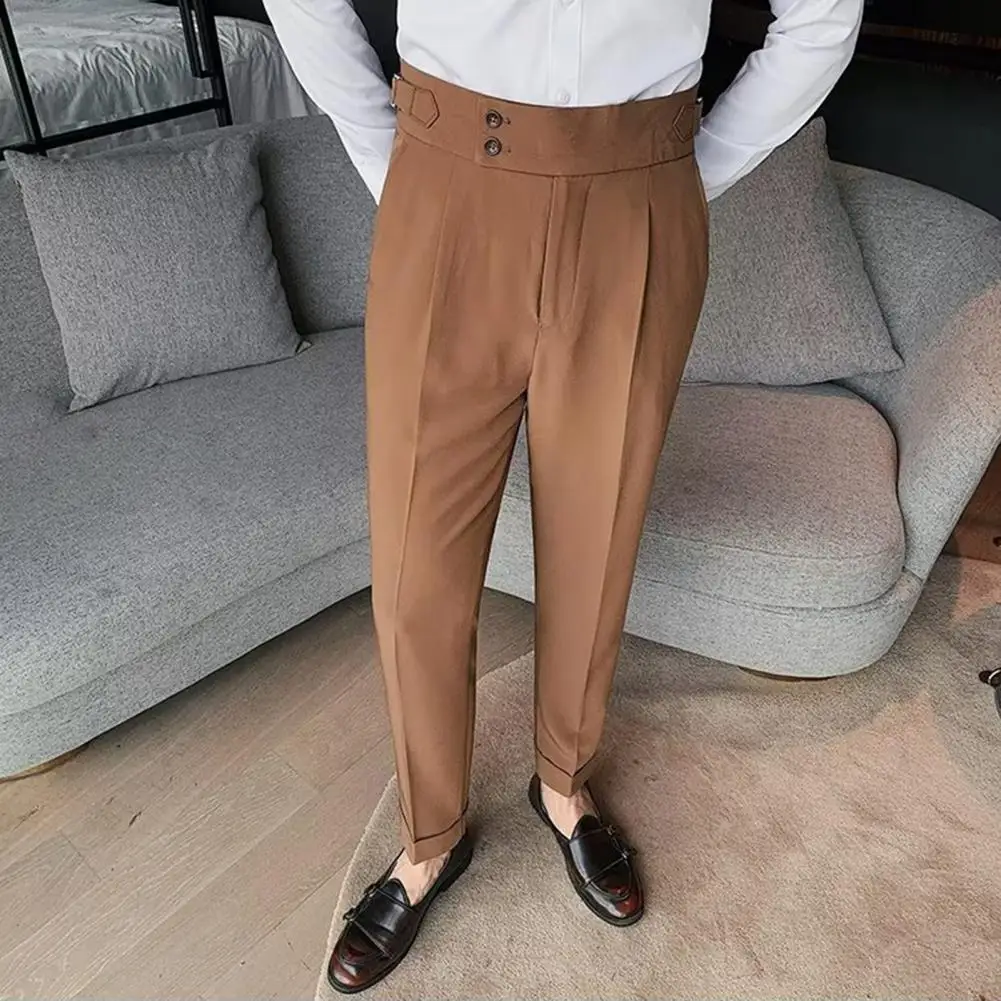 Top Trends: Men Formal Trousers Classic Men&#039;s Office Trousers Slim Fit High Waist Vintage Pockets For Formal Business Style Men Pants Shoppable Styles