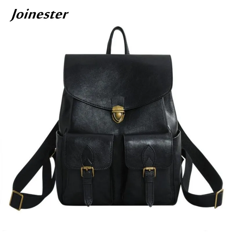 Top Trends: Full Grain Leather College Backpack Vintage Laptop Bag Casual Daypack For Women Large Capacity Hiking Traveling Rucksack Shoppable Styles