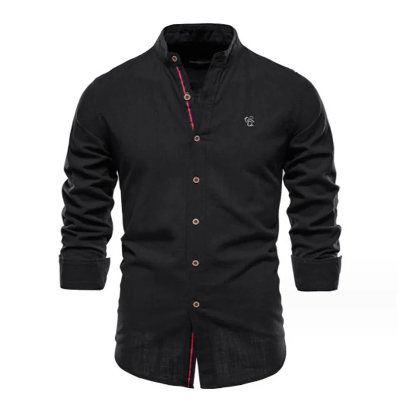 Top Trends: New 2023 Spring And Autumn Cotton Shirt Long Sleeve Business Casual Single Breasted Stand Collar Cardigan XS-5XL Men Top Quality Shoppable Styles