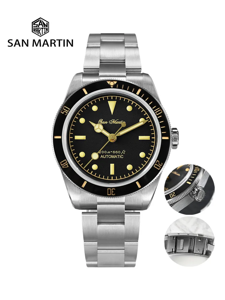 Top Trends: San Martin Vintage 38mm 6200 Diver Watch New Upgraded For Men Luxury NH35 Automatic Mechanical Sapphire Waterproof 200m Relojes Shoppable Styles