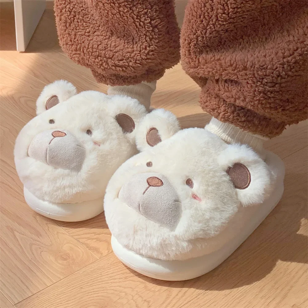 Top Trends: Winter Home Indoor Warm Women&#039;s Cotton Slippers New Cute Plush Little Bear Slippers Comfortable Soft Sole Simple Plush Slippers Shoppable Styles