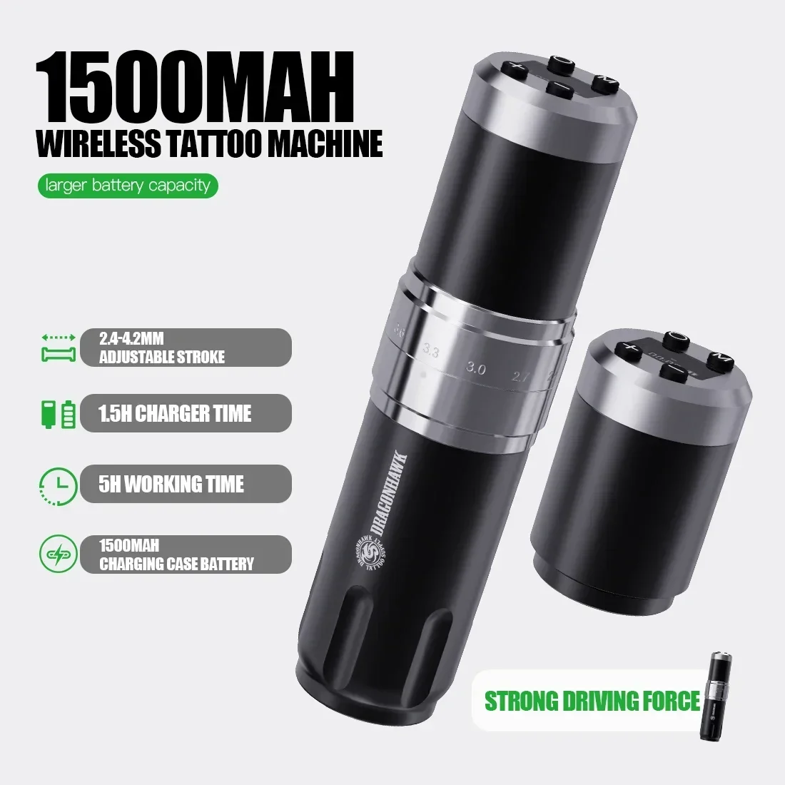 Top Trends: Dragonhawk X10 Adjustable 7 Stroke Length Wireless Tattoo Machine High Capacity 1500mAh Battery Pen With LED Digital Display Pen Shoppable Styles