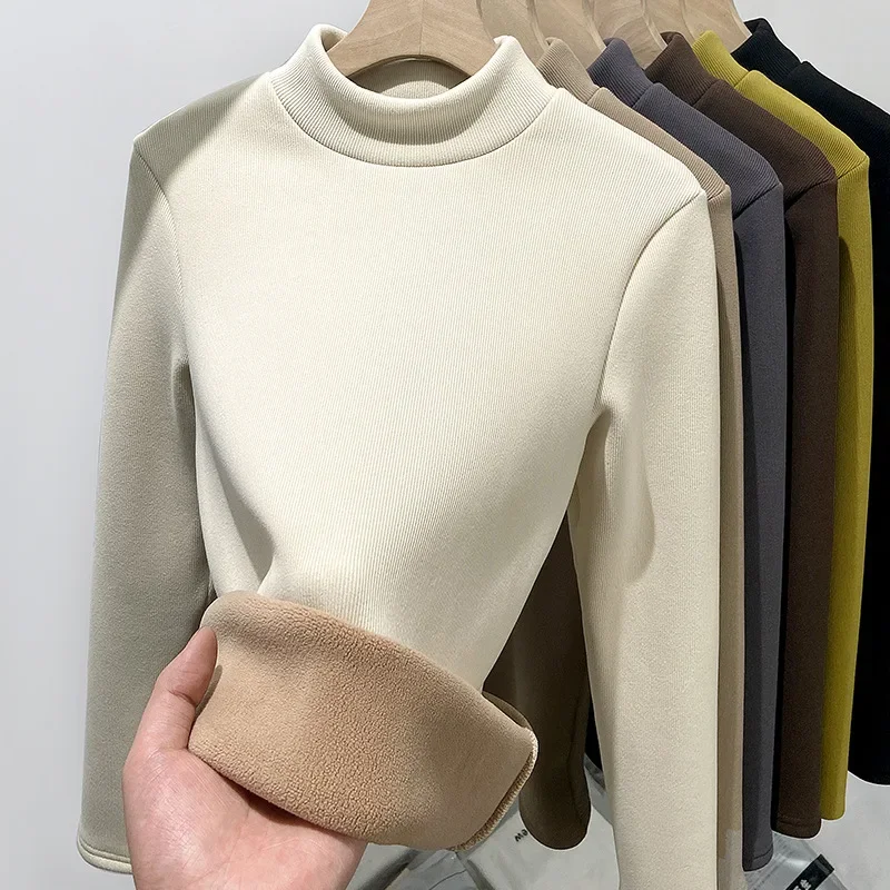 Top Trends: Women Cashmere Sweater 2023 Winter Thicken Warm O-neck Thermal Jumper Casual Pullovers Solid Fleece Tops Basic Bottoming Shirts Shoppable Styles - Image 6