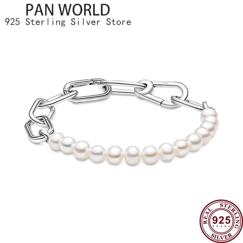 Top Trends: Popular New 925 Sterling Silver ME Series Cultural Pearl Women's ME Logo Bracelet For Original High-quality DIY Charm Jewelry Shoppable Styles - Image 4