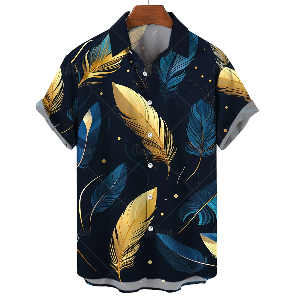 Top Trends: Oversized Men's Shirt Casual Graphics Top Summer Hawaiian Shirts For Men 3d Feather Print Short Sleeves Streetwear Fashion 5XL Shoppable Styles