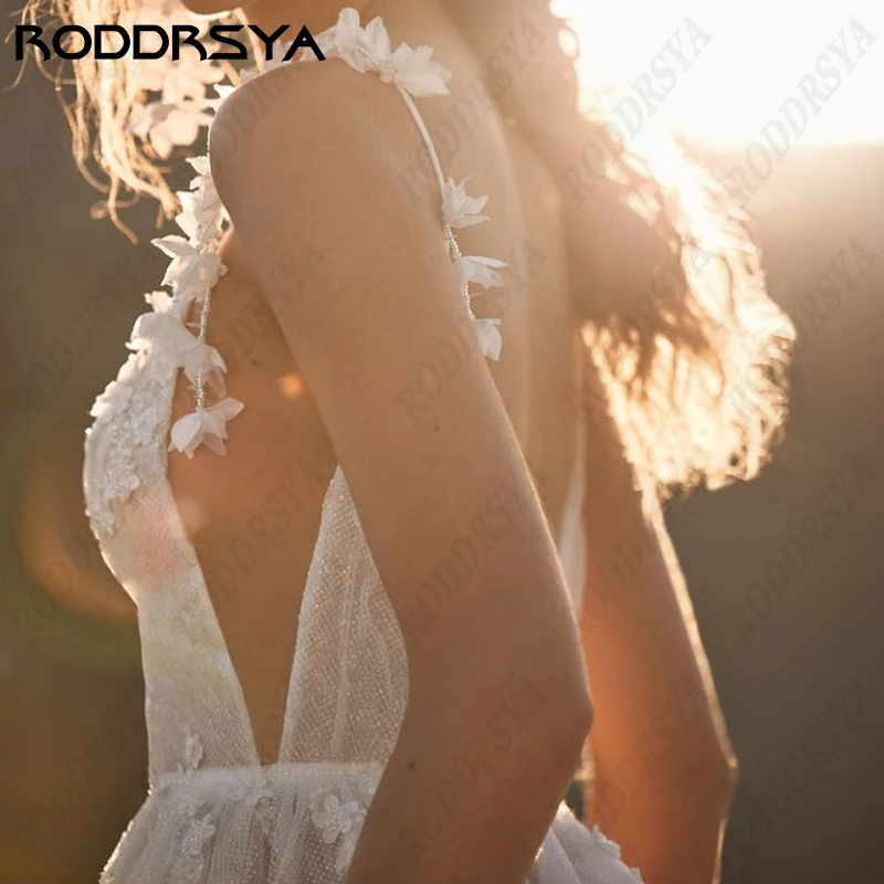 Top Trends: RODDRSYA Boho Wedding Dresses Sexy V-Neck Spaghetti Straps Bridal Gowns Elegant A-Line Backless Bride Party Свадебное платье  Shoppable Styles - Image 4