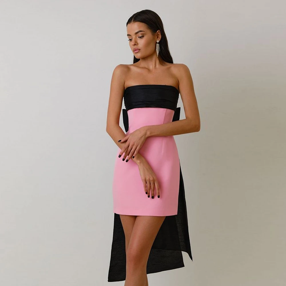 Top Trends: Elegant Evening Dresses Mini Off Shoulder Big Black Bow Prom Dress With Detachable Jacket Graduation Simple Short Party Gowns Shoppable Styles