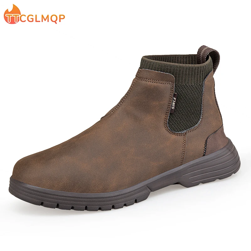 Top Trends: New Men's Boots Leather Waterproof Men Chelsea Boots Brand Designer Italy Dress Boots Fashion Men Business Ankle Boots Big Size Shoppable Styles