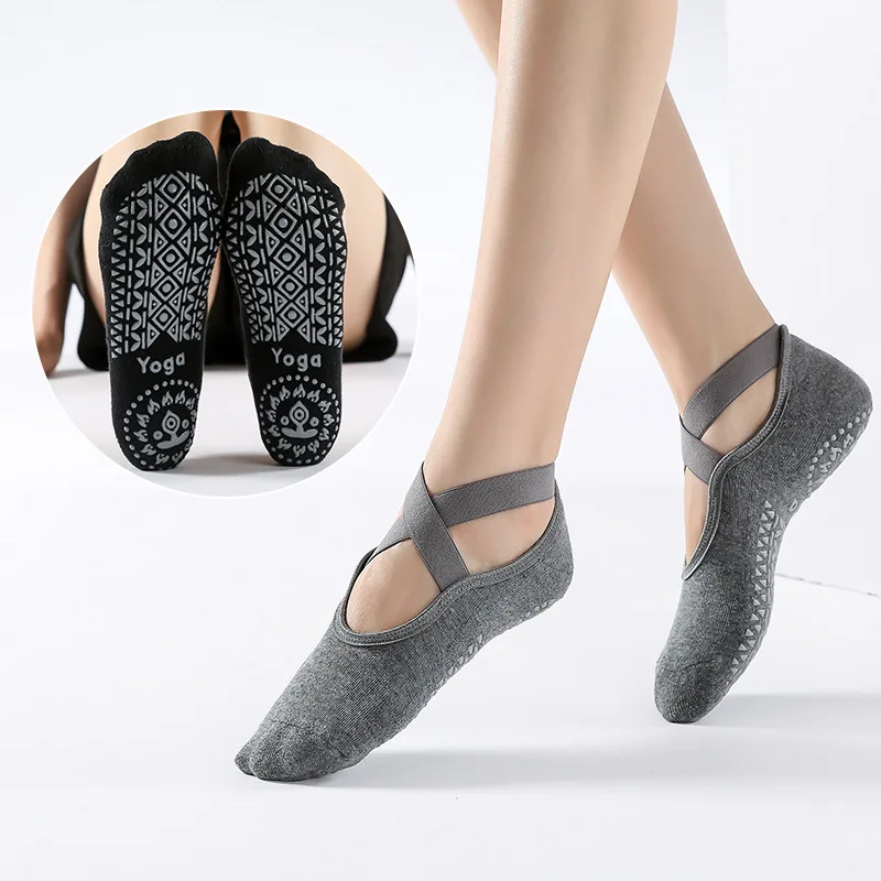 Top Trends: Cotton Professional Non-slip Dispensing Towel Socks Cross Strap Hairring Backless Yoga Socks Floor Socks Shoppable Styles