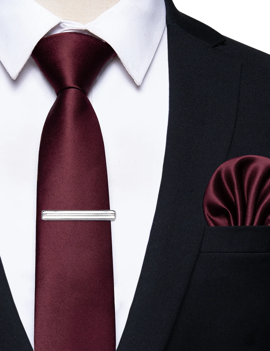 Top Trends: Burgundy Red Luxury Men's Tie Pocket Square Clip Set Fashion Silk Exported Brand 6 CM Slim Necktie For Man Accessories Gifts Shoppable Styles