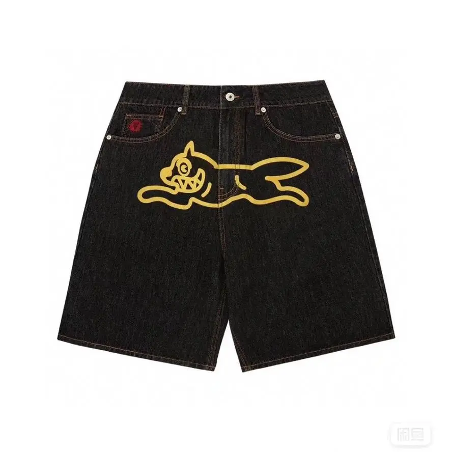 Top Trends: Hip Hop Flying Dog Pattern Streetwear Vintage JNCO Shorts Men's Baggy Denim Athletic Shorts Gothic Basketball Shorts Y2K Shoppable Styles