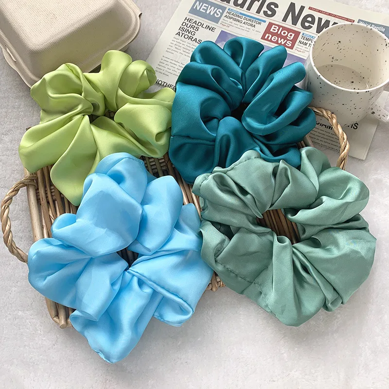 Top Trends: Oversized Hair Scrunchies For Women Solid Satin Silk Scrunchie Hair Rubber Bands Elastic Hair Ties Accessories Ponytail Holder Shoppable Styles - Image 3