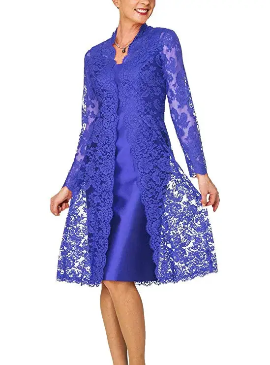 Top Trends: Two Pieces Mother Of The Bride Dresses Full Embroidery Knee Length Formal Party Dresses Plus Size Shoppable Styles