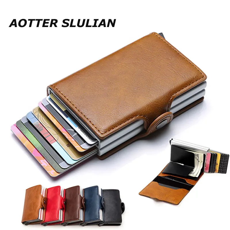 Top Trends: ID Credit Bank Card Holder Case Men Bussiness Anti Rfid Blocking Protected Cardholder Bag Luxury Male Leather Small Money Wallet Shoppable Styles