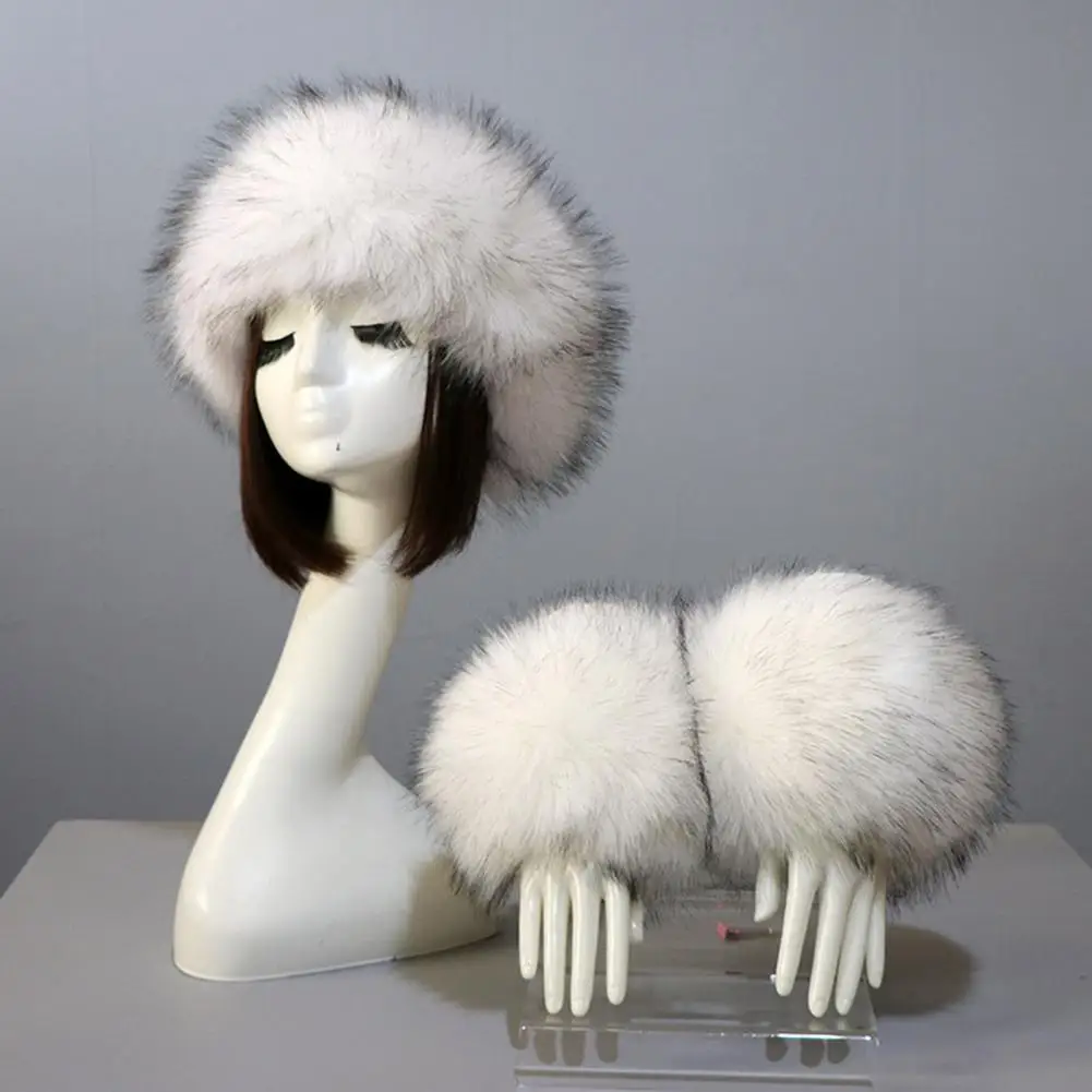 Top Trends: 1 Set Winter Cap Cuffs Set Solid Color Fluffy Faux Fur Empty Top Soft Keep Warm Elastic Cozy Women Hat Cuffs Set For Outdoor Shoppable Styles