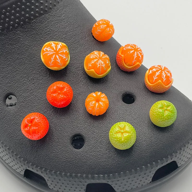 Top Trends: 3D Small Orange Jibz Charm Pins For Crocs Clogs Cute Simulated Fruit Croc Jeans Shoe Decorations For Girl&#039;s Slippers Accessories Shoppable Styles