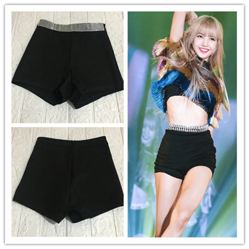 Top Trends: Kpop Girl Group LISA Concert Nightclub Sexy High Waist Tight Shorts Women Streetwear Dance Hip Hop Black Slim Elastic Shorts Shoppable Styles