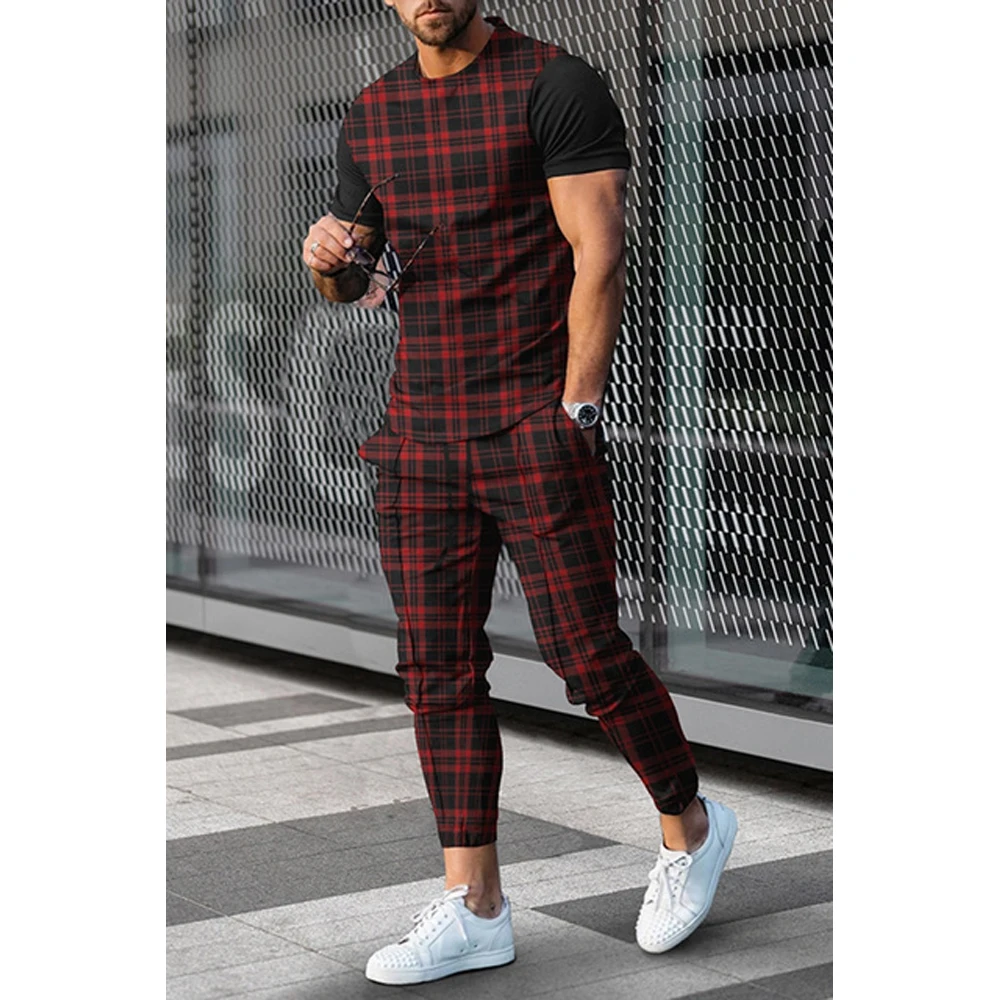 Top Trends: Short Sleeve Trousers Striped Geometric 3D Printed Men's Sportswear 2-piece Sportswear Men's Summer T-Shirt Set Men's Sportswear Shoppable Styles