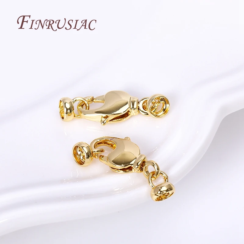 Top Trends: 18K Gold Plated Brass Lobster Clasps For Jewelry Making, End Beads Cap Connector Clasps For DIY Necklace Bracelet Supplies Shoppable Styles