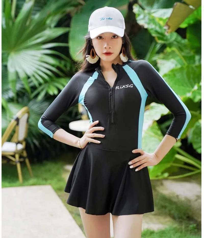 Top Trends: Korean Swimsuit Woman 2023 Women&#039;s Swimsuit Long Sleeve Swimwear Women Conservative Women&#039;s Bathing Suits Dress Swimsuit Woman Shoppable Styles