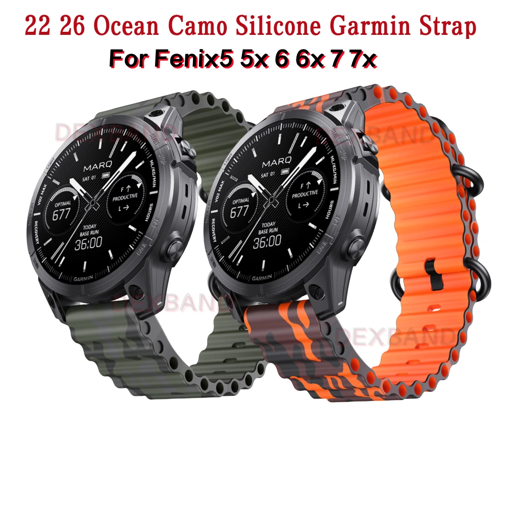 Top Trends: Garmin 22 26mm Camo Ocean Silicone Quick Release Wristband Strap For Fenix5 5XPlus 6 6XPro 7 7X Watch Band Intinct1 2 Belt Shoppable Styles