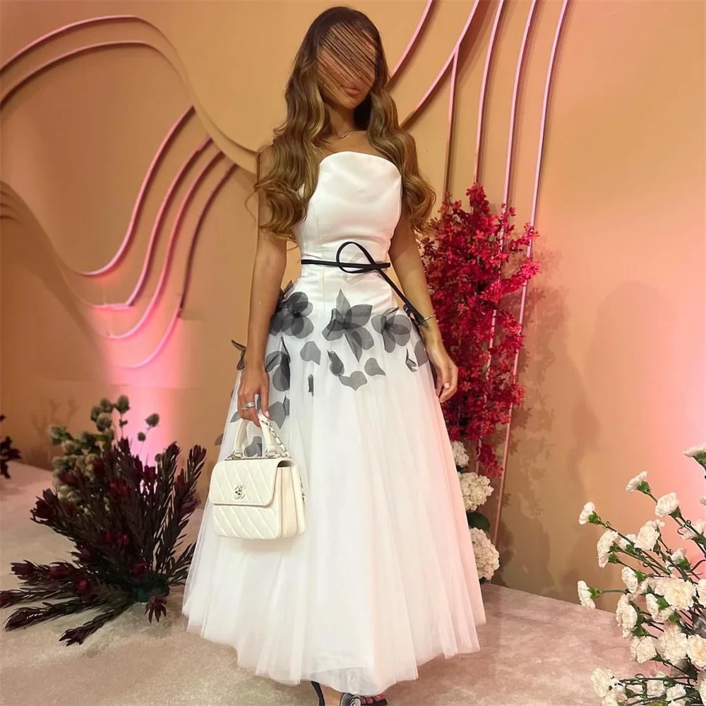 Top Trends: Prom Dress فساتين للحفلات الراقصة Strapless 3D Flower Formal فستان Occasion 2023 Women New StyleEvening Gown Ramada فساتينn Shoppable Styles