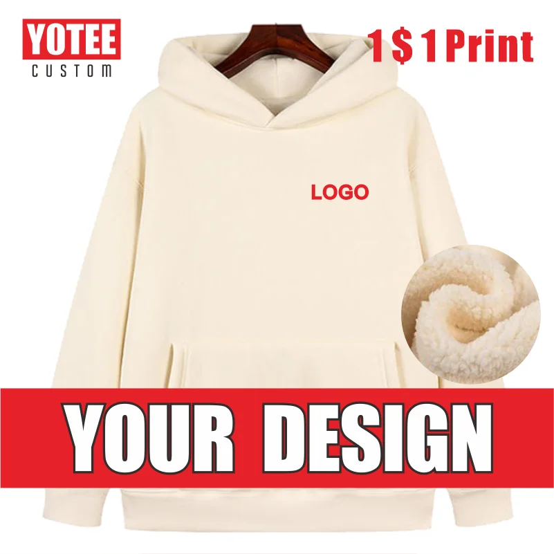 Top Trends: YOTEE Men's And Women's Cashmere Hoodie Pullover Customized Embroidery Printed Sweatshirt Thickened Lamb Fleece Sweater DIY Shoppable Styles