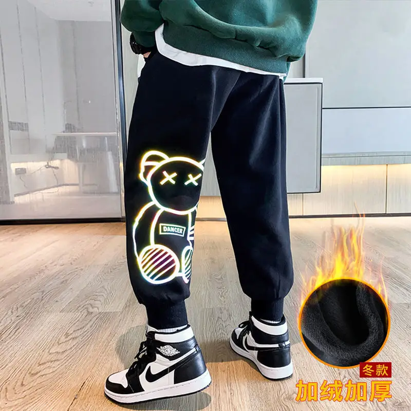 Top Trends: Boys&#039; Plush Pants Autumn And Winter New Children&#039;s Sports Pants Fashionable Middle And Large Children&#039;s Casual Guard Pants Pants Shoppable Styles