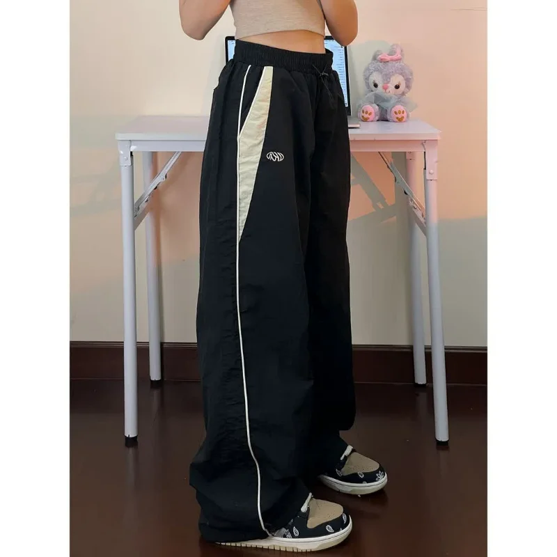 Top Trends: Street Hip Hop Trendy Women Black Casual Sweatpants Spring Summer New Elastic Waist Straight Loose Thin Fashion Sports Trousers Shoppable Styles