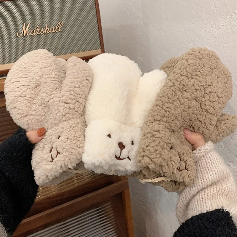 Top Trends: Cute Winter Women Bear Claw Gloves Plush Warm Soft Anime Cosplay Fingerless Mittens For Girls Outdoor Thicken Hand Guards Warmer Shoppable Styles