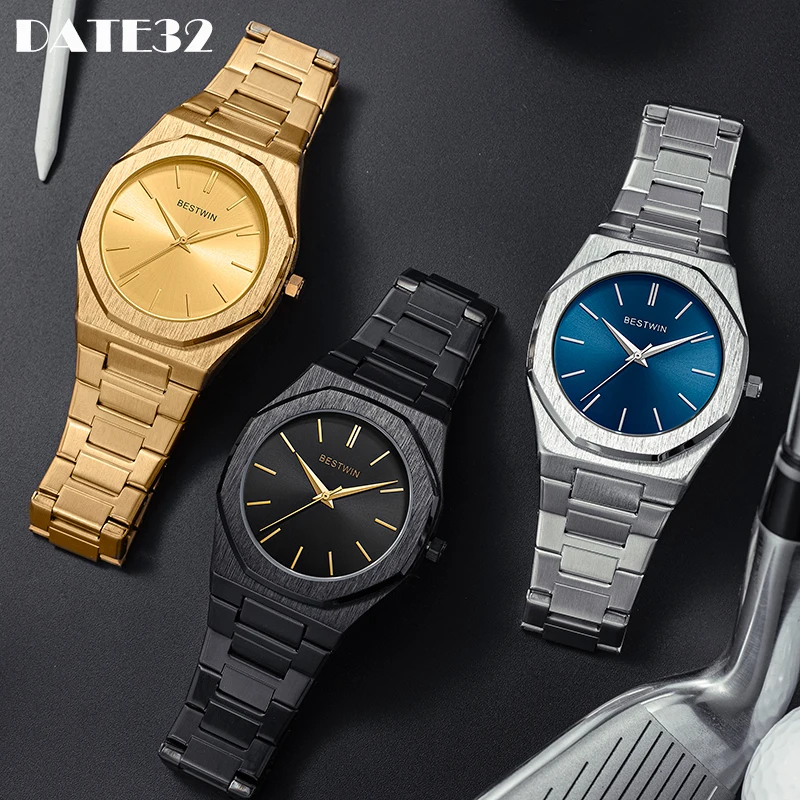 Top Trends: Luxury Men Watch Men&#039;s Quartz Wristwatch Classic Brand Gold Full Black Golden Dial Roman Numbers New Watches Business Man Clock Shoppable Styles