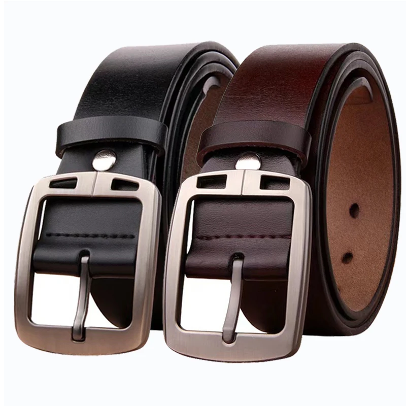 Top Trends: Men's Genuine Leather Belt Cowhide Retro High Quality Belt Male Luxury Pin Buckle Fancy Vintage Jeans Strap Gift For Boyfriend Shoppable Styles