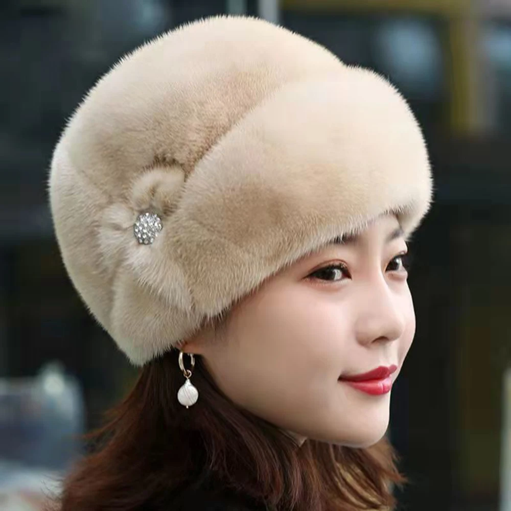 Top Trends: Winter Women Faux Mink Fur Hats Natural Fur Warm Caps Soft Imitation Fur Hat Ladies Beanie Female Thicken Plush Bonnet Hats Shoppable Styles - Image 2