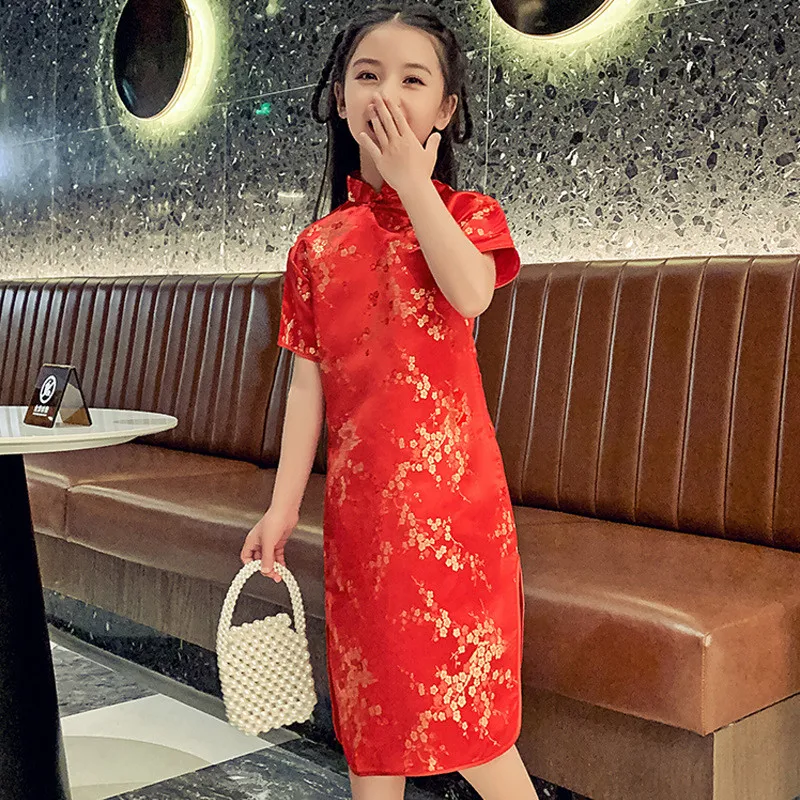 Top Trends: Children&#039;s Cheongsam 2023 Short Sleeve Qipao Girl Retro Princess Dress Chinese Traditional Baby Girls Hanfu Chinese Dress Kid Shoppable Styles