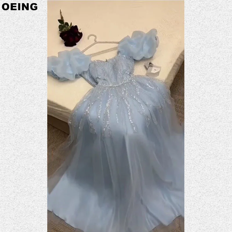 Top Trends: OEING Sky Blue A-Line Prom Dresses Fairy Princess Tulle Tiered Puff Evening Dress Formal Occasion Gown Vestidos De Fiesta Shoppable Styles