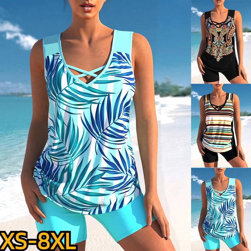 Top Trends: 2023 New Fashion Print Swimwear Summer Women's High Waist Sexy Swimwear Women's Two Piece Swimwear Tankini Swimwear Beachwear Shoppable Styles