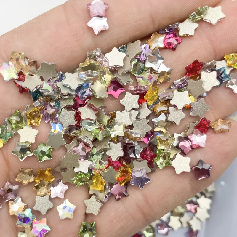 Top Trends: 100Pcs Multi-Colors Glass Star Nail Art Rhinestones 6mm Flatback Mini Gems Stones For DIY Nail Art Strass Accessories Manicure Shoppable Styles