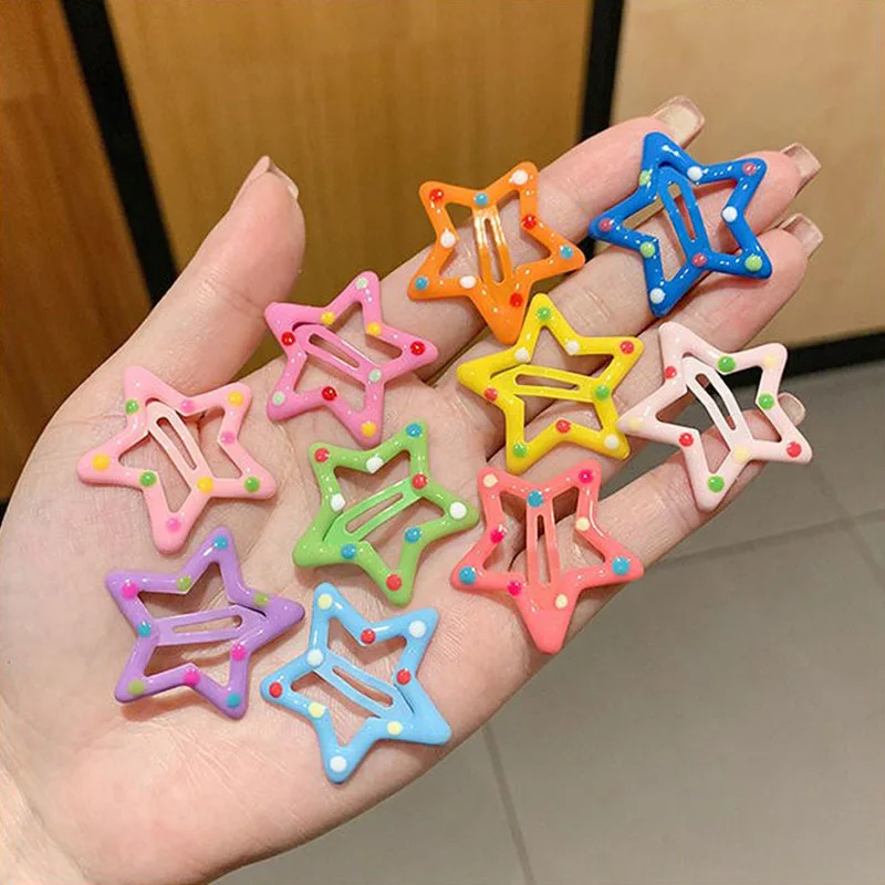 Top Trends: 10pcs / set Cute Colorful Star Waterdrop Shape Hair Clips For Girls Children Lovely Hair Decorate Hairpins Kids Hair Accessories Shoppable Styles - Image 6