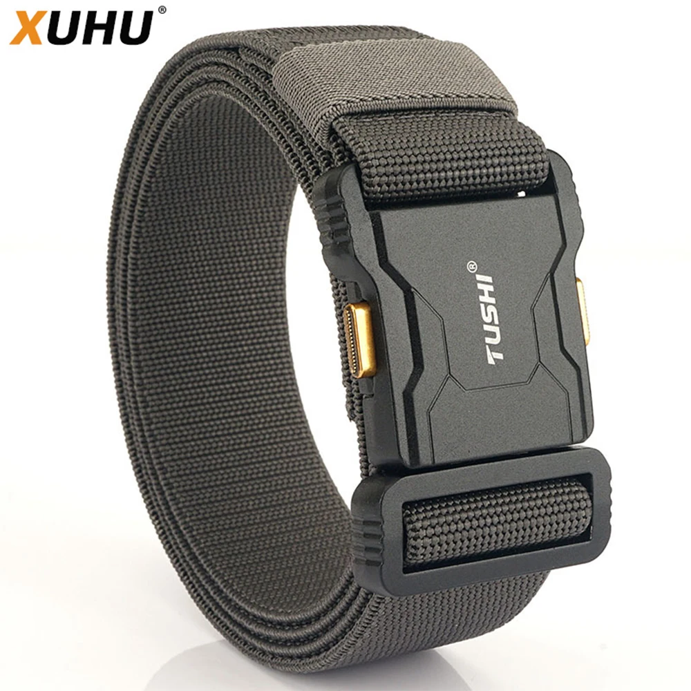 Top Trends: XUHU Genuine Tactical Belt Aluminum Alloy Buckle Quick Release Elastic Belt Casual Workwear Training Belt Men&#039;s Pants Belt Shoppable Styles